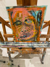 orange and blue abstract portrait by cheryl wasilow