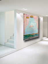 contemporary large pink painting on wall by cheryl wasilow