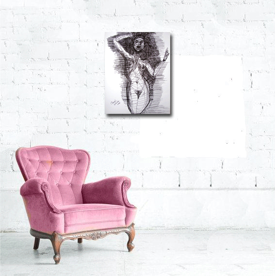 drawing of nude woman by cheryl wasilow