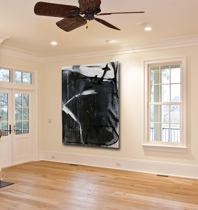black and white contemporary painting by cheryl wasilow