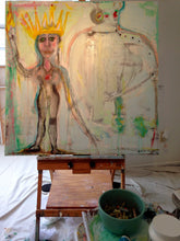 painting of abstract girl with crown and torch by cheryl wasilow