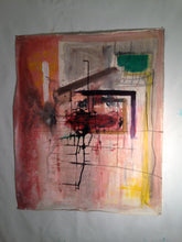 close up of pink, red and yellow abstract painting by cheryl wasilow