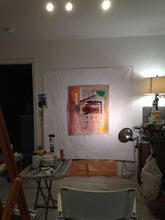 abstract painting on studio wall by cheryl wasilow