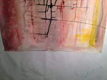 close up of pink, red and yellow abstract painting by cheryl wasilow