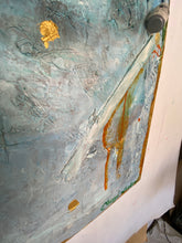 close up of painting with objects stuck on surface by cheryl wasilow