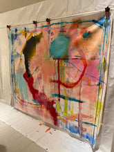 large abstract painting on unstretched canvas by cheryl wasilow