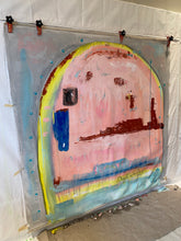 large abstract painting in studio by cheryl wasilow