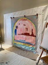 large pink and red painting by cheryl wasilow