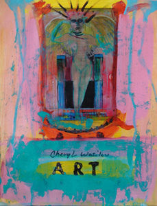 Art Deco painting of goddess figure by cheryl wasilow