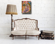 boho abstract face with texture and heavy paint by cheryl wasilow