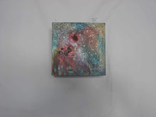 Turquoise and burgundy mixed media small original wall art by cheryl wasilow