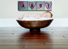 baby girl abby personalized wall art name abby original heart paintings on canvas pink, green by cheryl wasilow