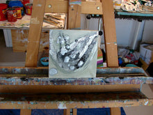 small original painting with texture in green, black and silver by cheryl wasilow