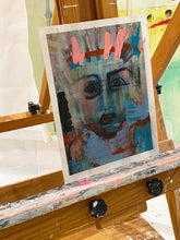 outsider art, dark portrait on easel 