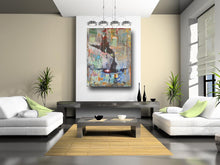 large contemporary art on wall in living room by cheryl wasilow