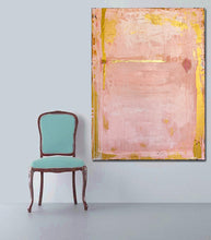 metallic gold and pink contemporary mixed media painting by Cheryl Wasilow