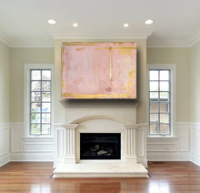 pink and gold abstract painting in luxury mansion by Cheryl Wasilow