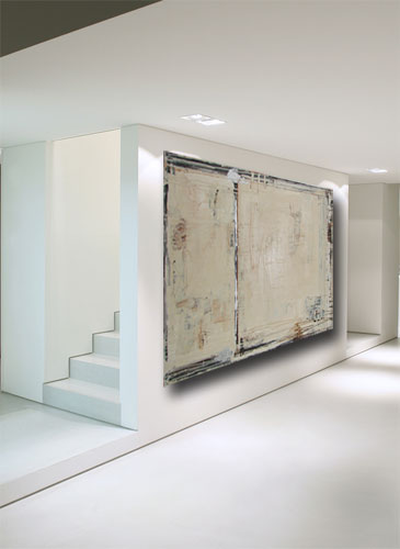 huge beige contemporary painting horizontal