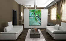 palm tree painting, ocean painting, sailboat painting