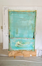 aqua painting in large size on art studio wall by cheryl wasilow