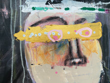 close up of painting of face with mask by cheryl wasilow