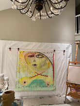 art studio with large abstract painting on wall by cheryl wasilow