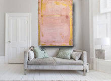 pink and metallic gold large artwork by Cheryl Wasilow