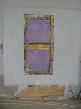 purple abstract 24 x 48 vertically on art studio wall by cheryl wasilow