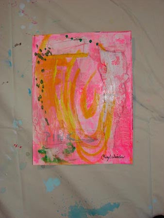 shocking pink abstract painting by cheryl wasilow
