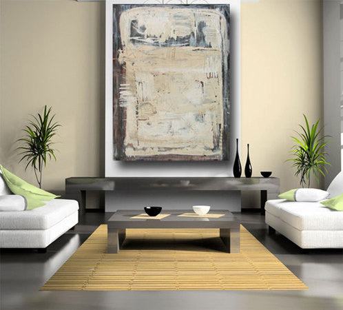 xl cream and brown abstract artwork original painting