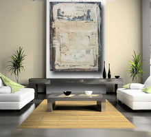 extra large abstract painting in brown and cream 