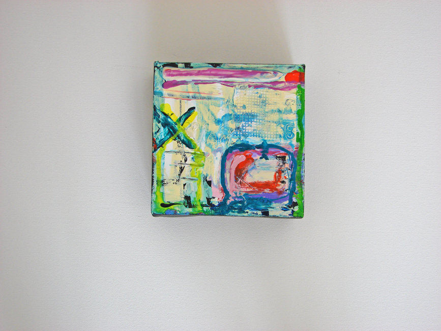 colorful small 6 x 6 inch canvas painting by cheryl wasilow
