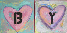 baby girl abby personalized wall name abby original heart paintings on canvas pink, green 6 x 6 canvas art - cherylwasilowart
